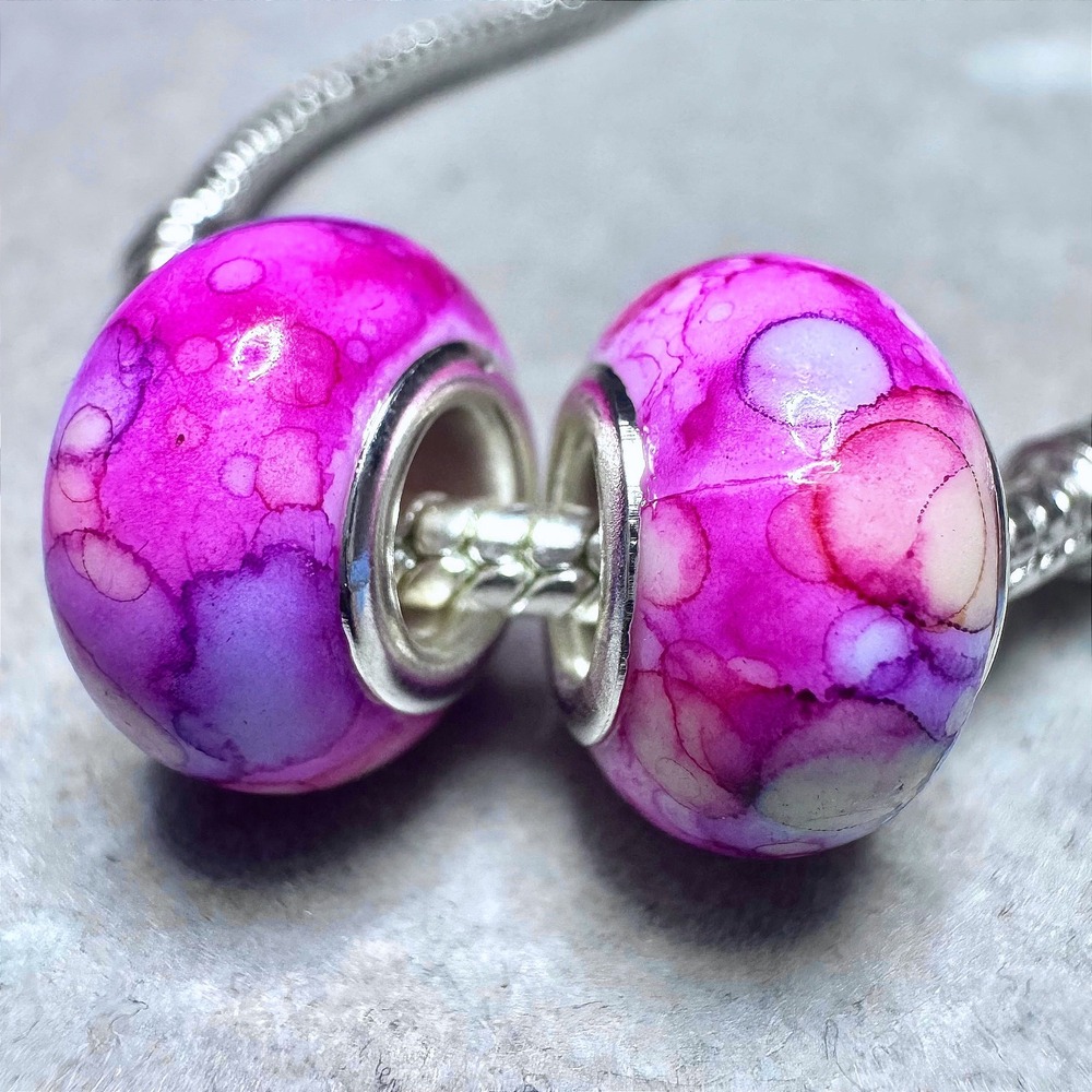 Pink Purple Swirl Spacer Charm Bead‎ fits PANDORA